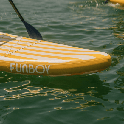 11"6' Inflatable Stand Up Paddle Board - Yellow & White Cabana Stripe - FUNBOY