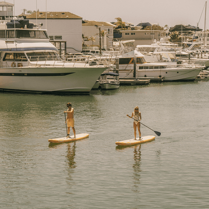 11"6' Inflatable Stand Up Paddle Board - Yellow & White Cabana Stripe - FUNBOY