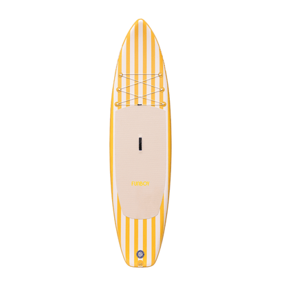 11"6' Inflatable Stand Up Paddle Board - Yellow & White Cabana Stripe - FUNBOY