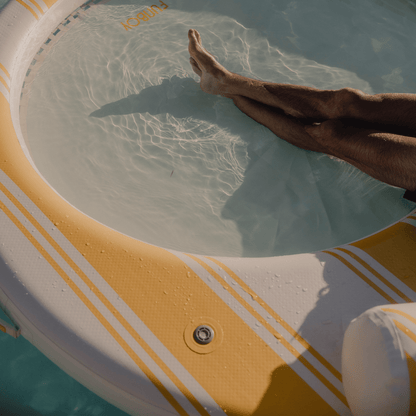 Yellow & White Floating Dock. Leisure Island - FUNBOY