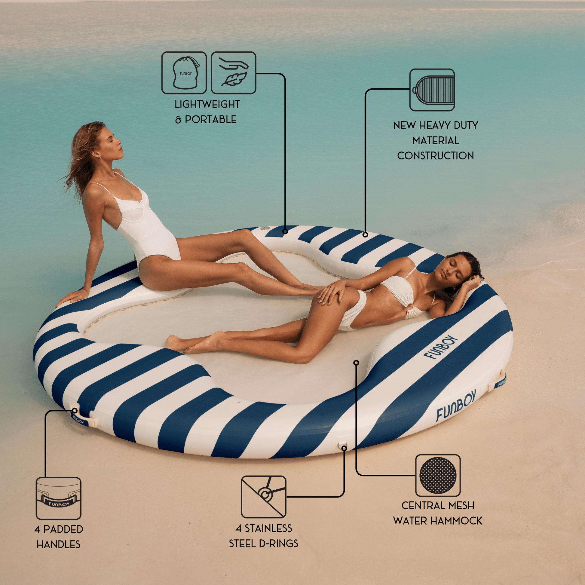 Floating Pool Hammock: Clover Leisure Island, Blue - FUNBOY