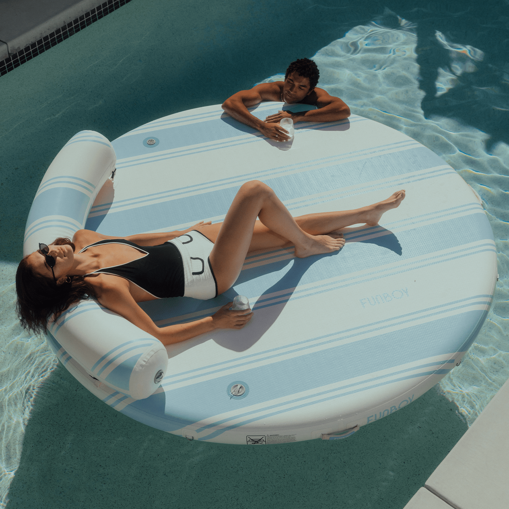 Inflatable Dock & Floating Island - Light Blue - FUNBOY
