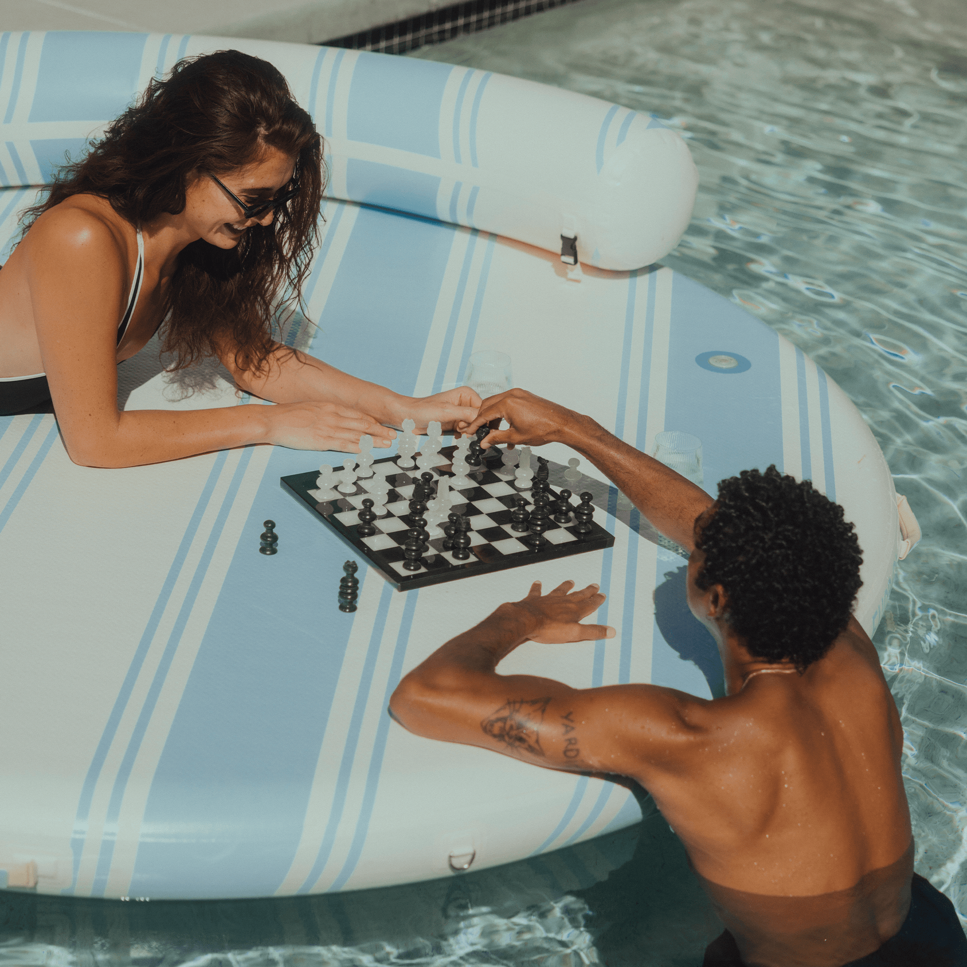 Inflatable Dock & Floating Island - Light Blue - FUNBOY