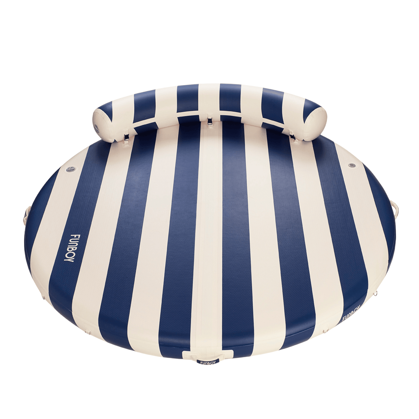 Inflatable Floating Dock: White, Navy Blue Stripes - FUNBOY
