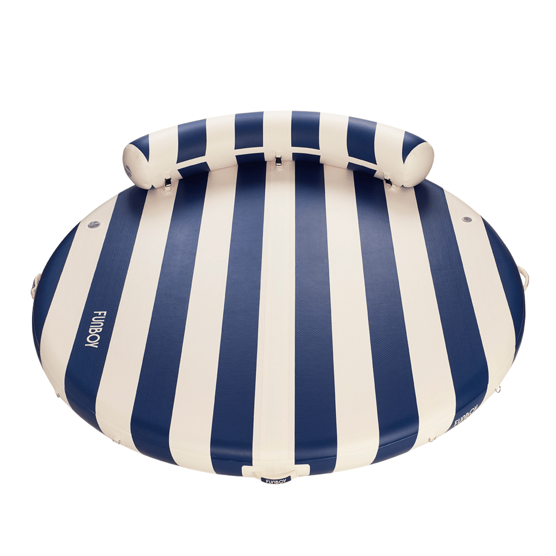 Inflatable Floating Dock: White, Navy Blue Stripes - FUNBOY