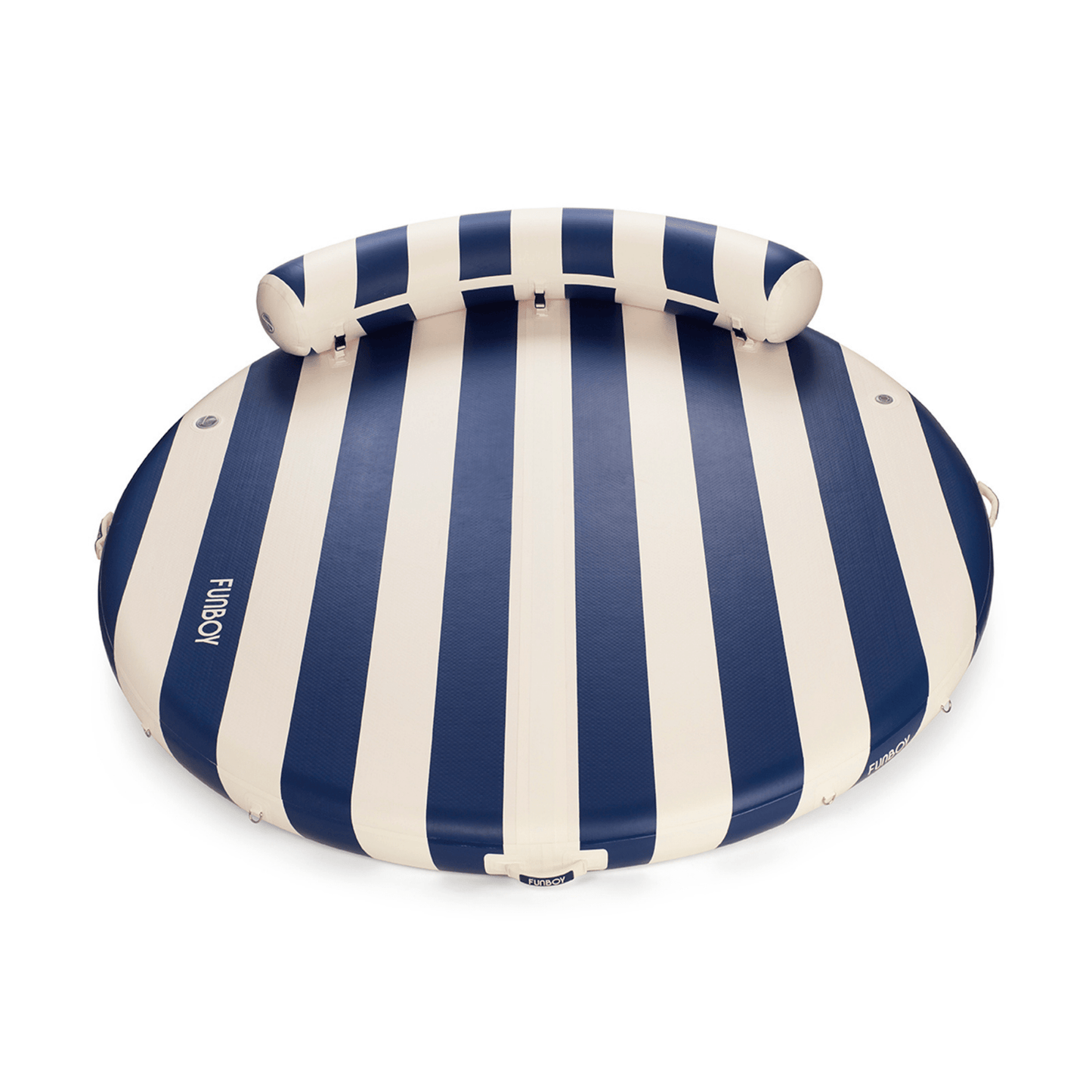 Inflatable Floating Dock: White, Navy Blue Stripes - FUNBOY