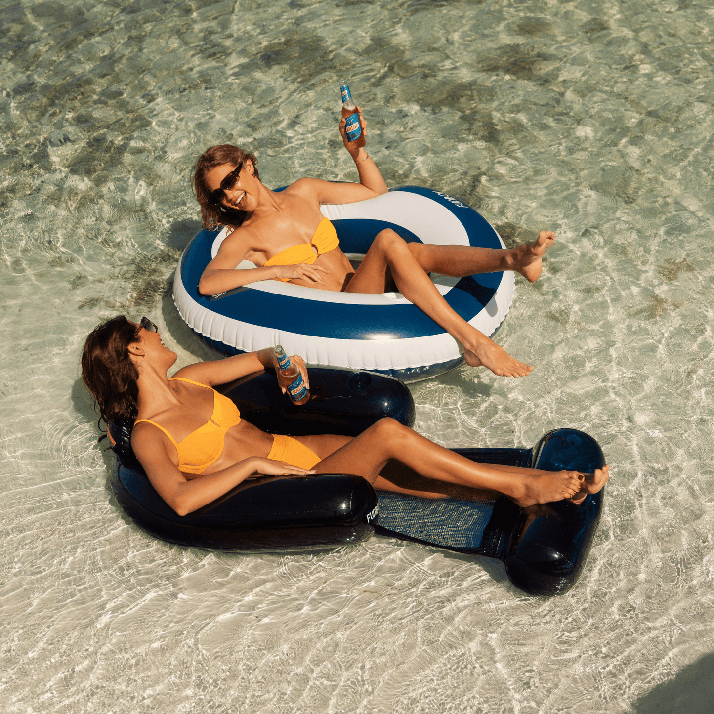Pool Tube Float: Navy Blue & White, Striped - FUNBOY