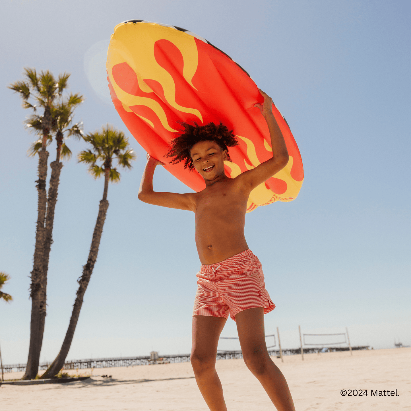 Hot Wheels Checkered Flame Surfboard Pool Float - FUNBOY