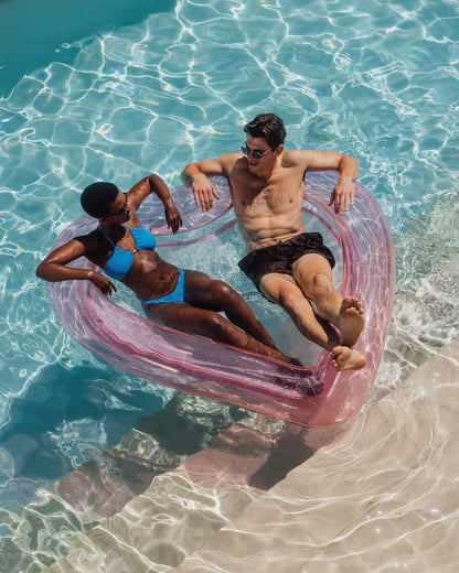 Floating Pool Hammock: Heart-Shaped, Clear Pink - FUNBOY