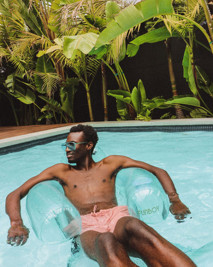 Pool Float Lounger: Clear Blue Mesh Chair Float - FUNBOY