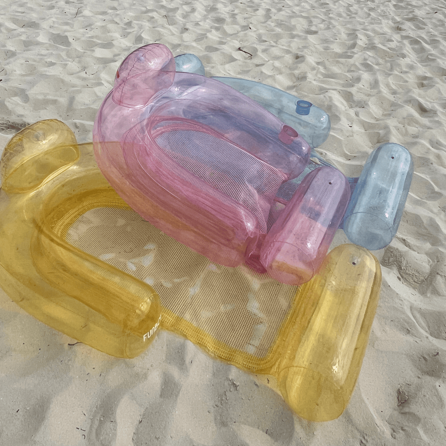 Clear Yellow Mesh Chair Pool Float & Water Hammock - FUNBOY