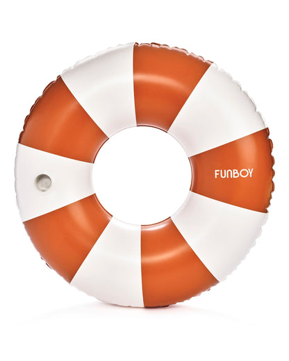 Large Pool Tube Float: Burnt Orange & White Stripes, 48" - FUNBOY