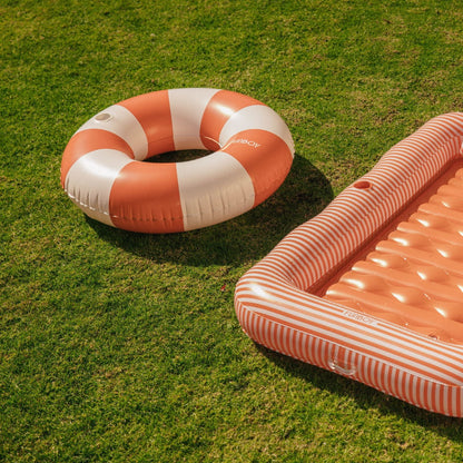 Large Pool Tube Float: Burnt Orange & White Stripes, 48" - FUNBOY