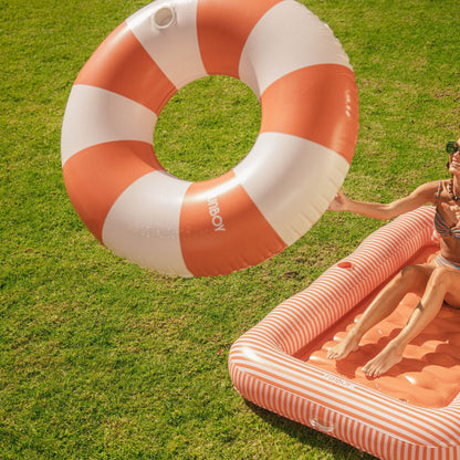 Large Pool Tube Float: Burnt Orange & White Stripes, 48" - FUNBOY