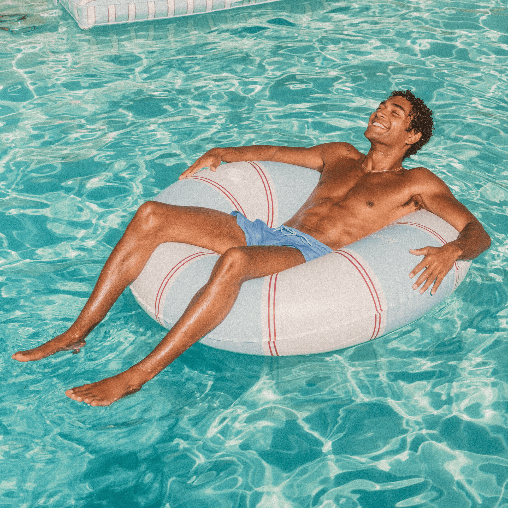 Red & Blue Striped Vintage Lux Tube Float - FUNBOY