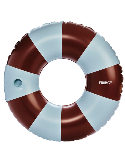 Large Pool Tube Float: Chocolate Brown & Blue Stripes, 48" - FUNBOY