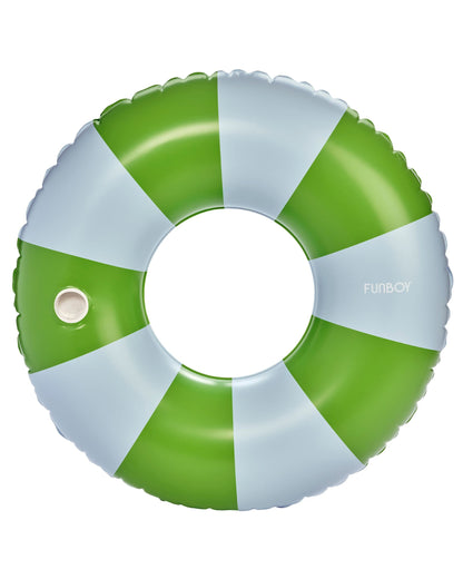 Large Pool Tube Float: Green & Blue Stripes, 48" - FUNBOY