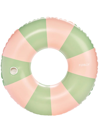 Large Pool Tube Float: Green & Pink Stripes, 48" - FUNBOY