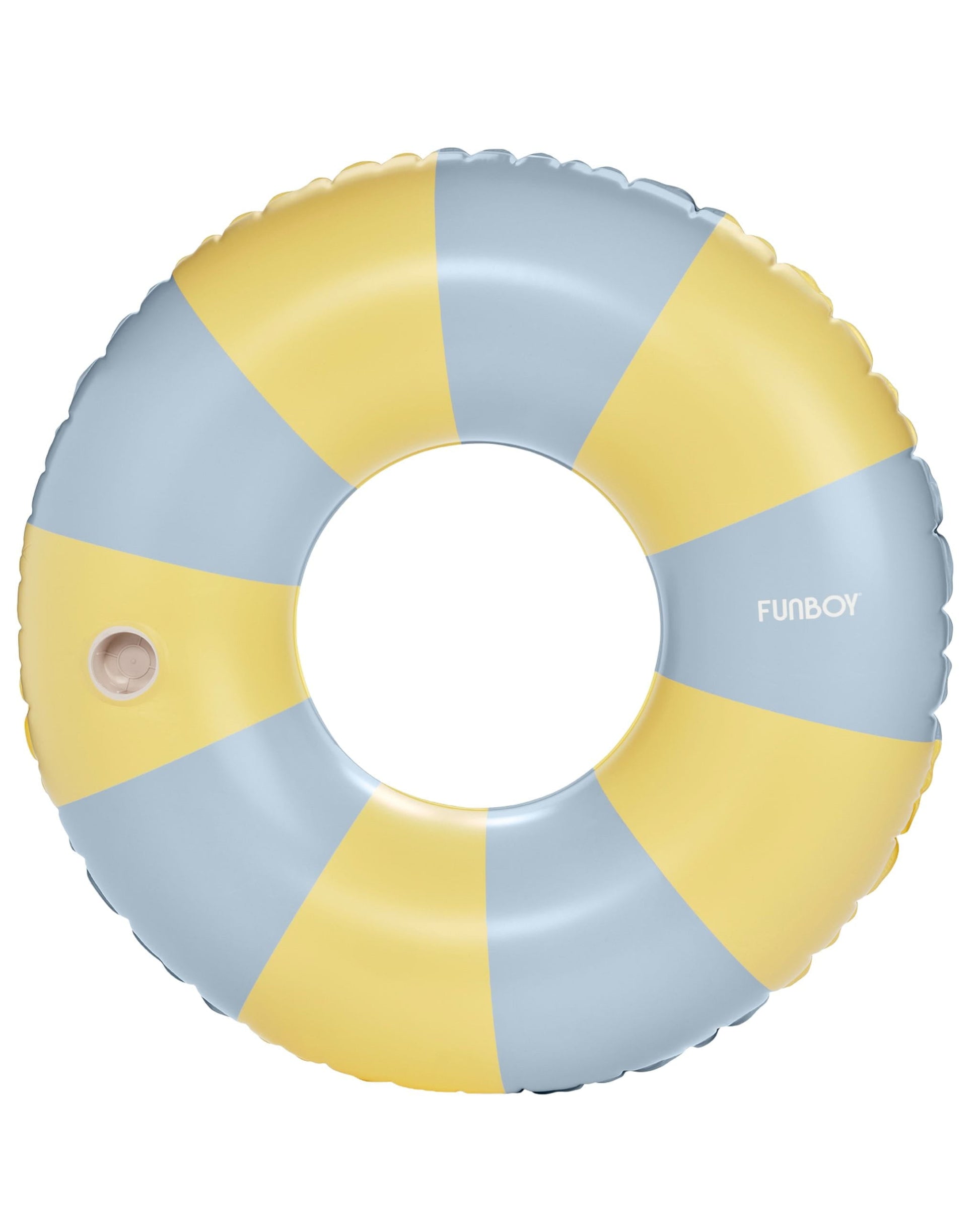 Large Pool Tube Float: Butter Yellow and Blue Stripes, 48" - FUNBOY
