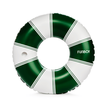 Vintage Green Stripe Inflatable Pool Float with Cup Holder 48" - FUNBOY