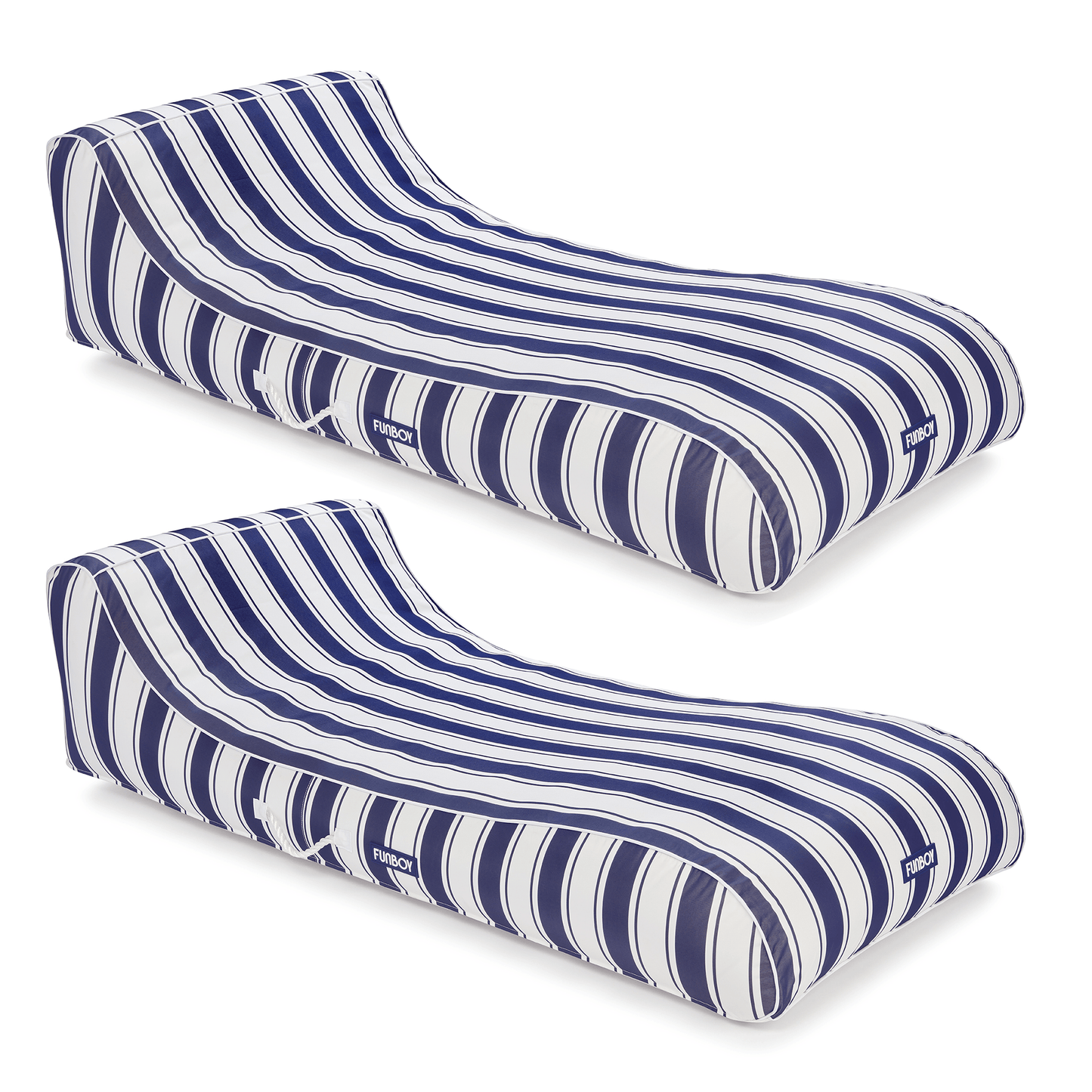 Cabana Navy Stripe Sunbed Lounger 2 Pack Fabric-Covered Pool Floats - FUNBOY