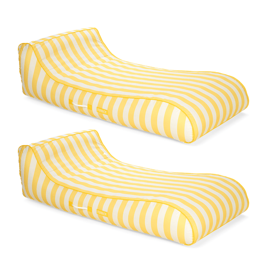Yellow Cabana Fabric Sunbed Lounger - 2 Pack - FUNBOY