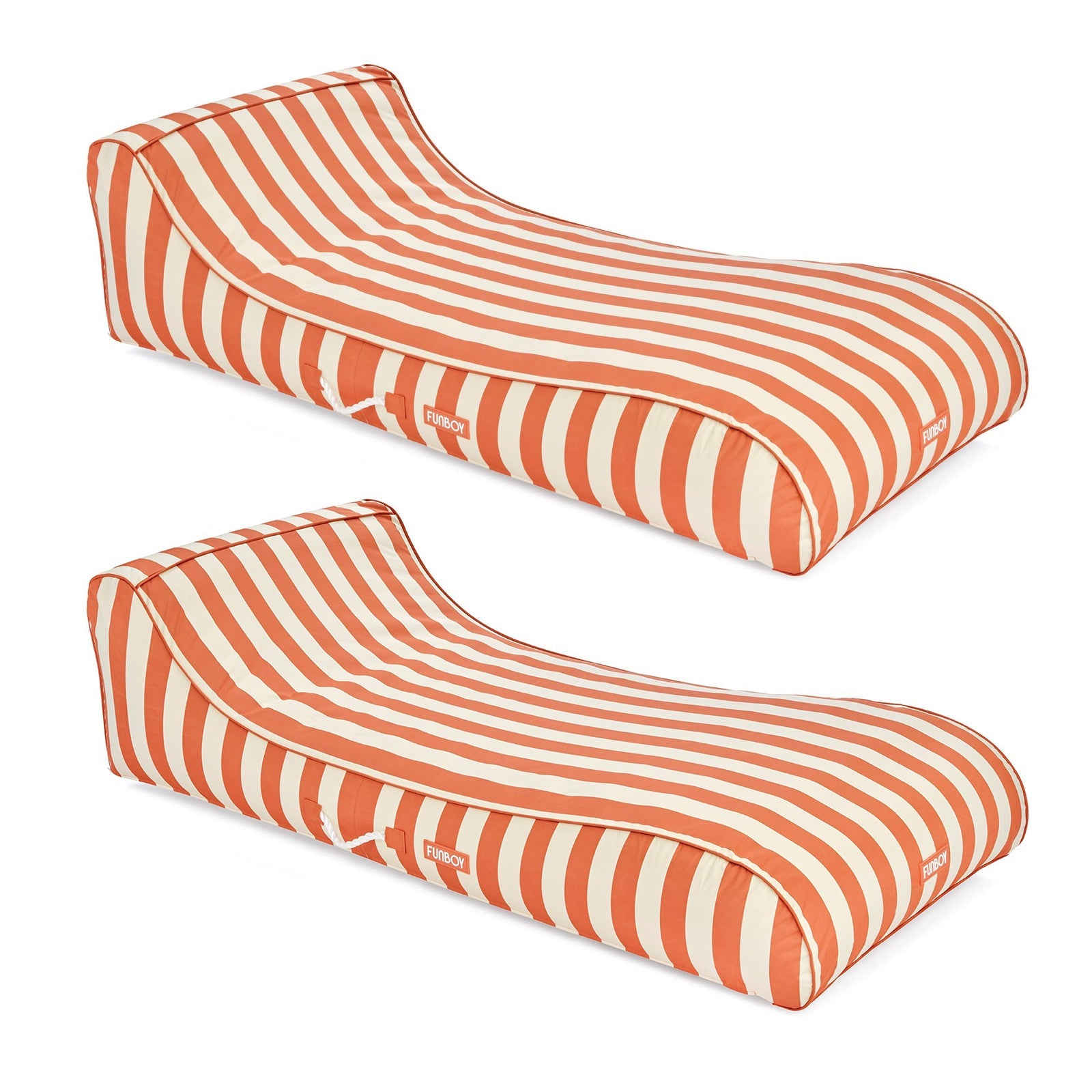 FUNBOY Fabric Sunbed Lounger 2- Pack, Orange & White - FUNBOY
