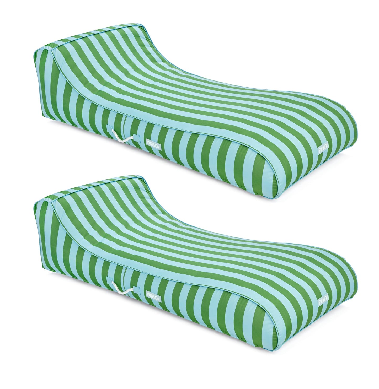 Fabric Sunbed Lounger 2-Pack, Green & Blue Striped - FUNBOY