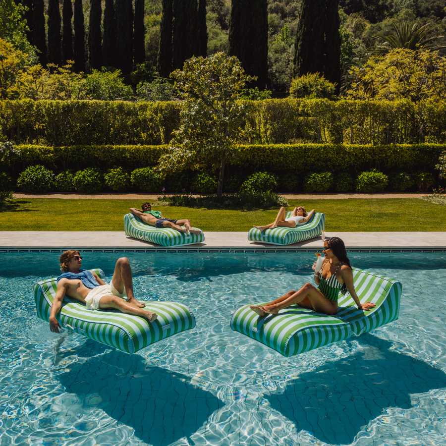 Fabric Sunbed Lounger 2-Pack, Green & Blue Striped - FUNBOY