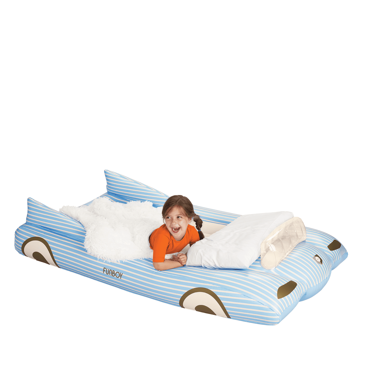 Kids Sleepover Bed - Blue Convertible Air Mattress - FUNBOY