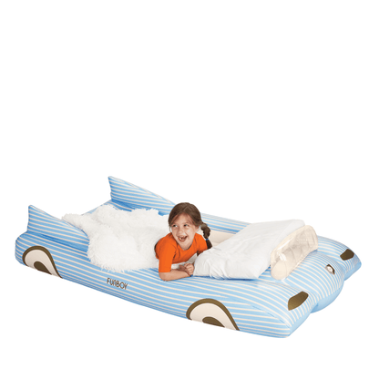 Kids Sleepover Bed - Blue Convertible Air Mattress - FUNBOY