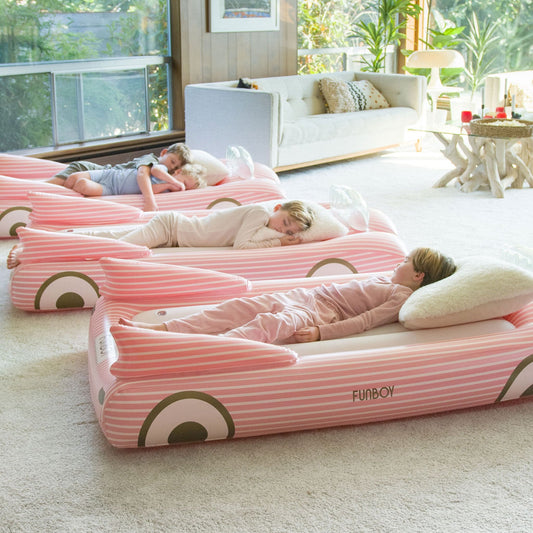 Kids Sleepover Bed - Pink Convertible Air Mattress - FUNBOY