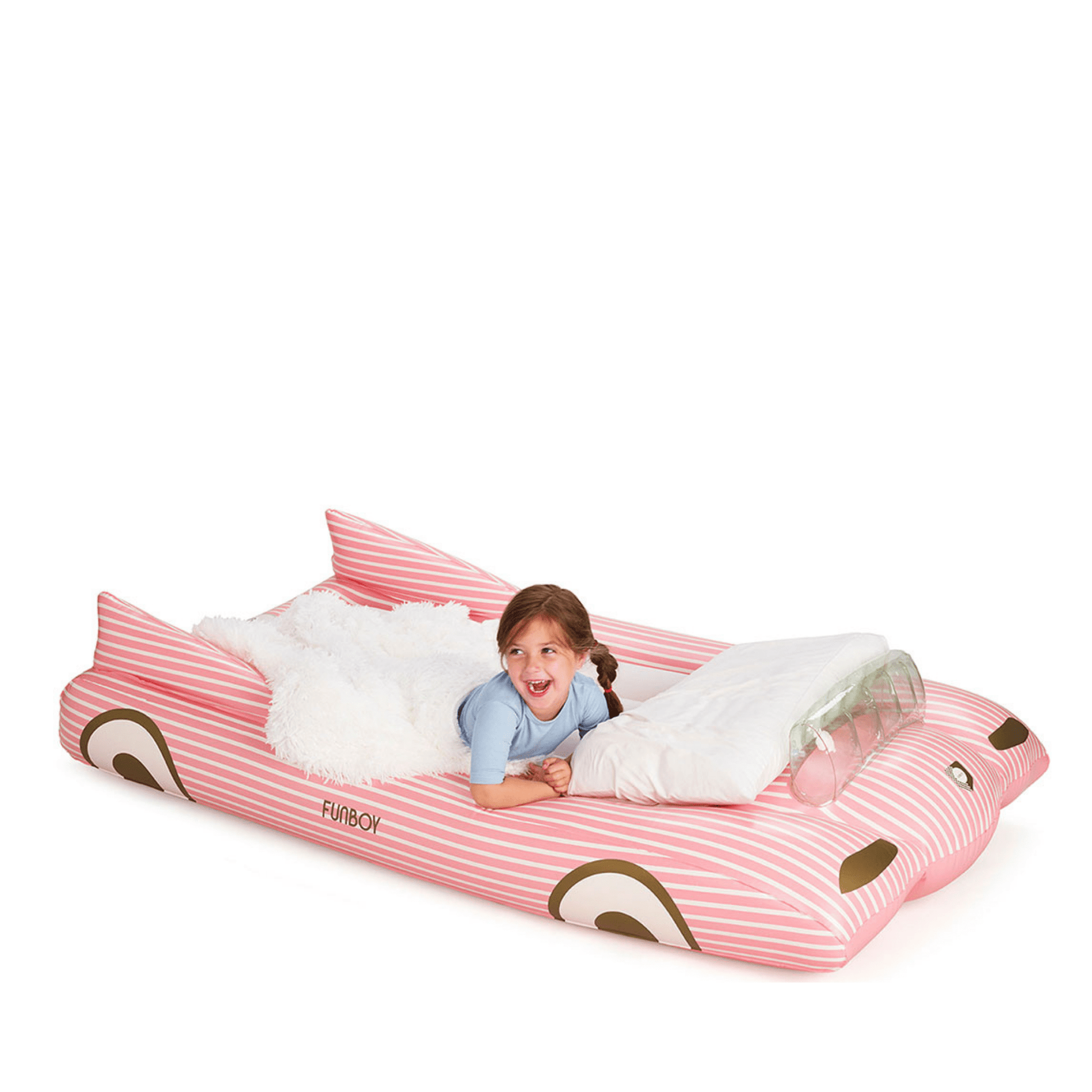 Kids Sleepover Bed - Pink Convertible Air Mattress - FUNBOY