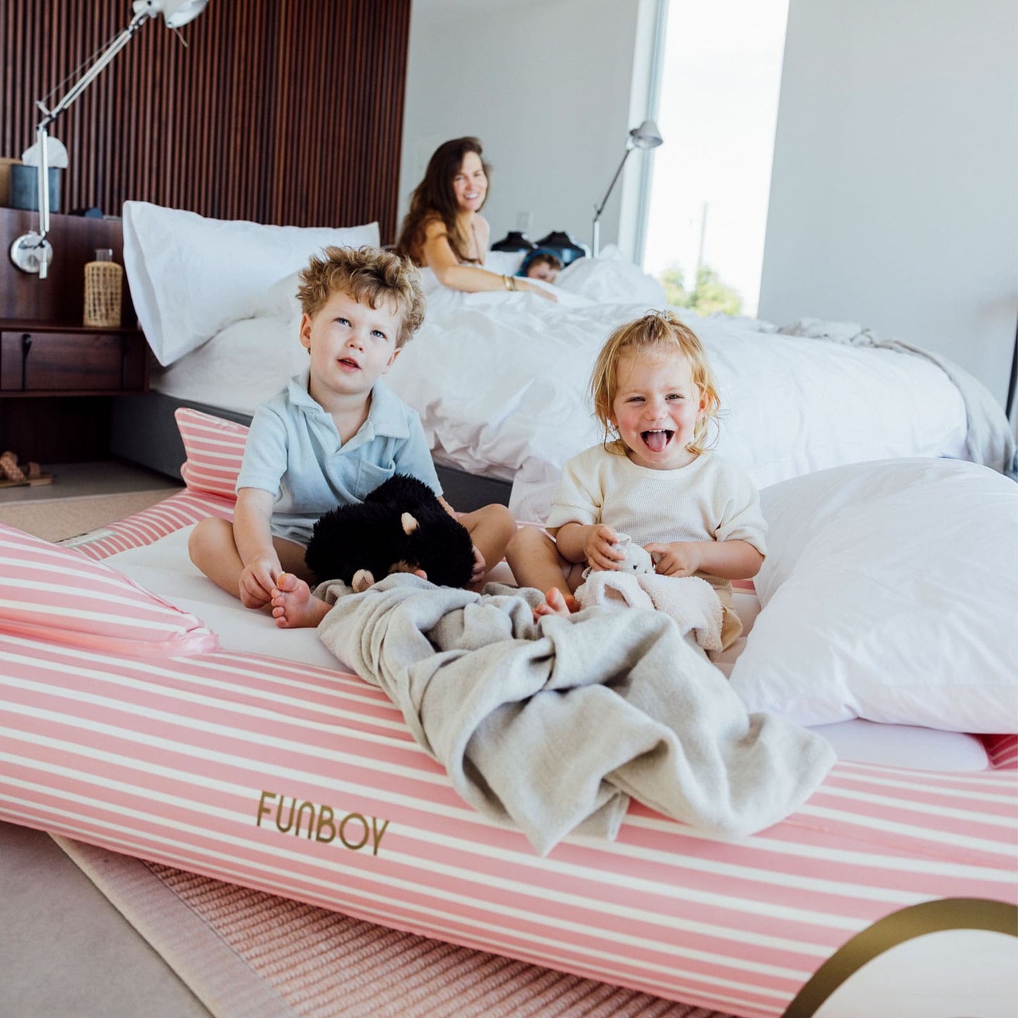 Kids Sleepover Bed - Pink Convertible Air Mattress - FUNBOY