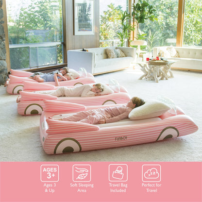 Kids Sleepover Bed - Pink Convertible Air Mattress - FUNBOY