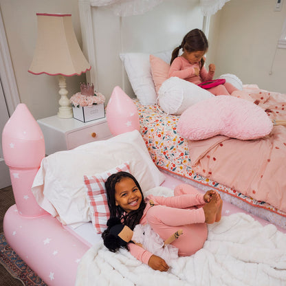 Kids Sleepover Bed - Pink Castle Air Mattress - FUNBOY