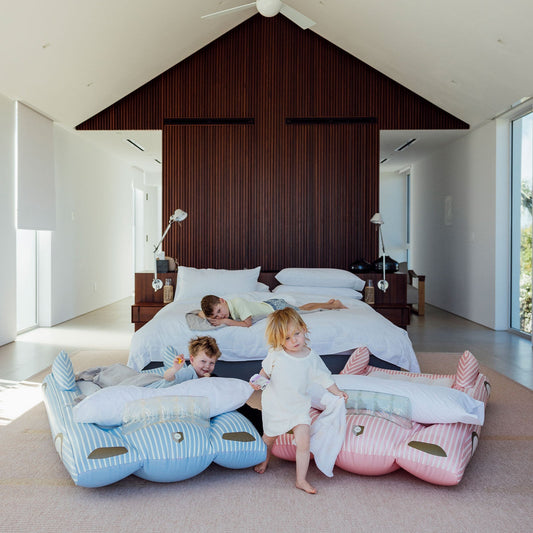 Kids Sleepover Beds, Pink & Blue Convertible, 2 Pack - FUNBOY