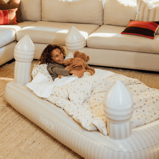 Kids Sleepover Bed - Striped Castle Air Mattress - FUNBOY