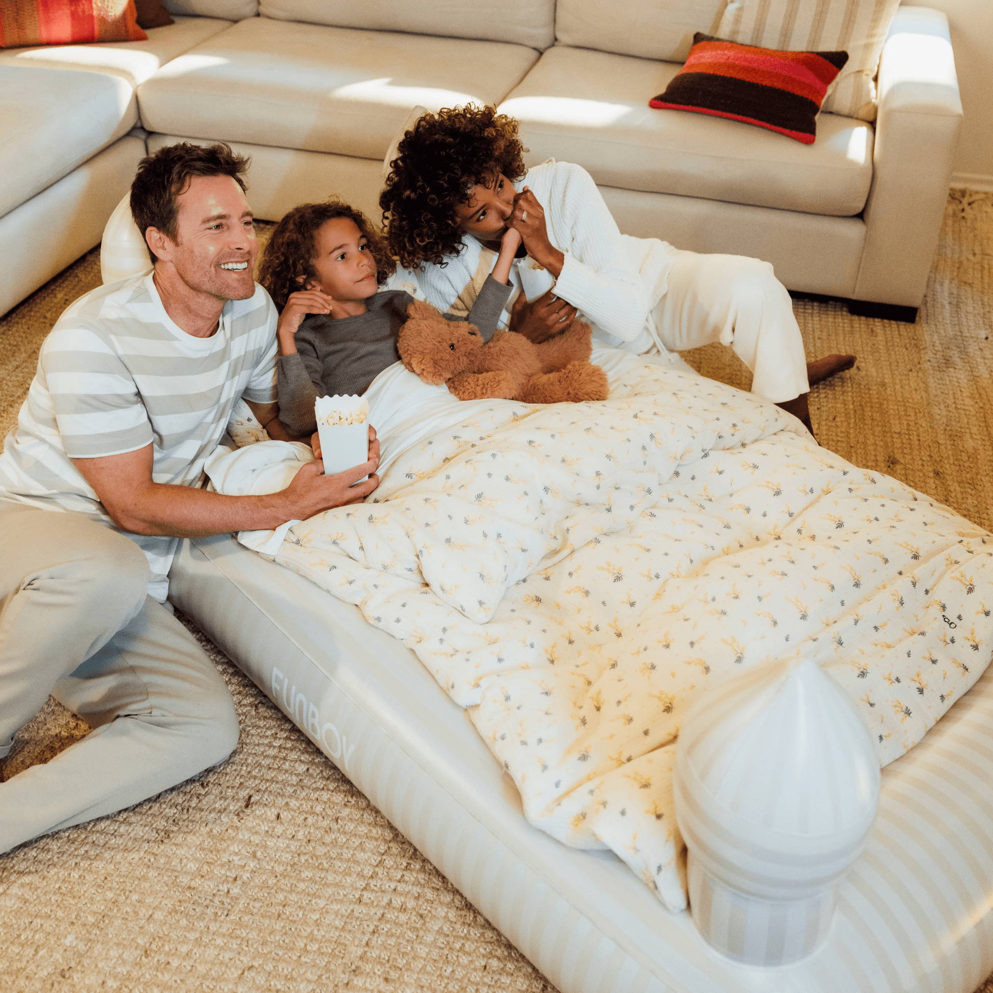 Kids Sleepover Bed - Striped Castle Air Mattress - FUNBOY