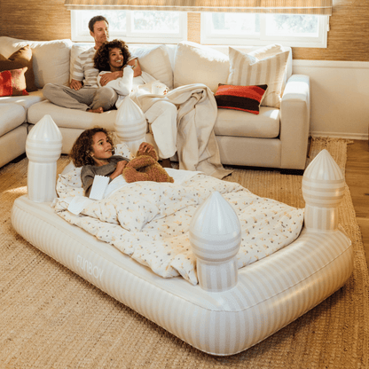 Kids Sleepover Bed - Striped Castle Air Mattress - FUNBOY