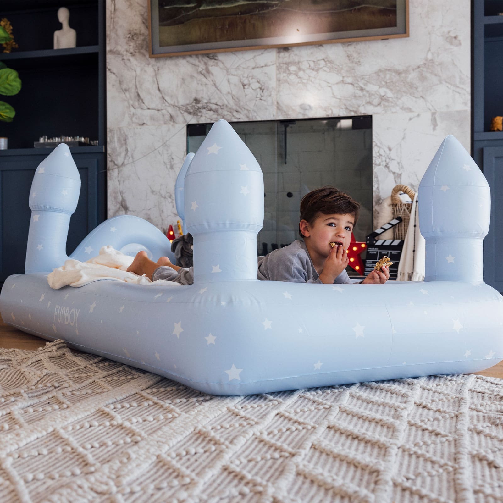 Kids Sleepover Bed - Blue Castle Air Mattress - FUNBOY