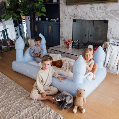 Kids Sleepover Bed - Blue Castle Air Mattress - FUNBOY