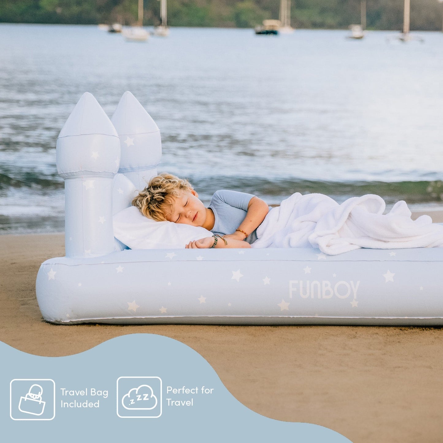 Kids Sleepover Bed - Blue Castle Air Mattress - FUNBOY