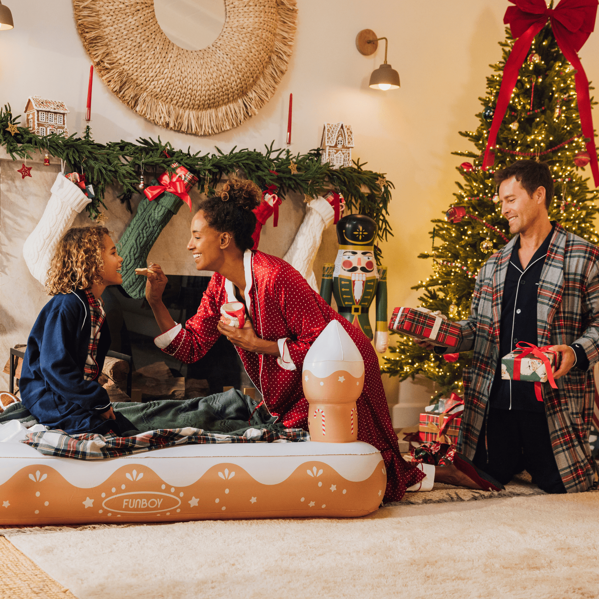 Kids Sleepover Bed - Christmas Gingerbread Air Mattress - FUNBOY