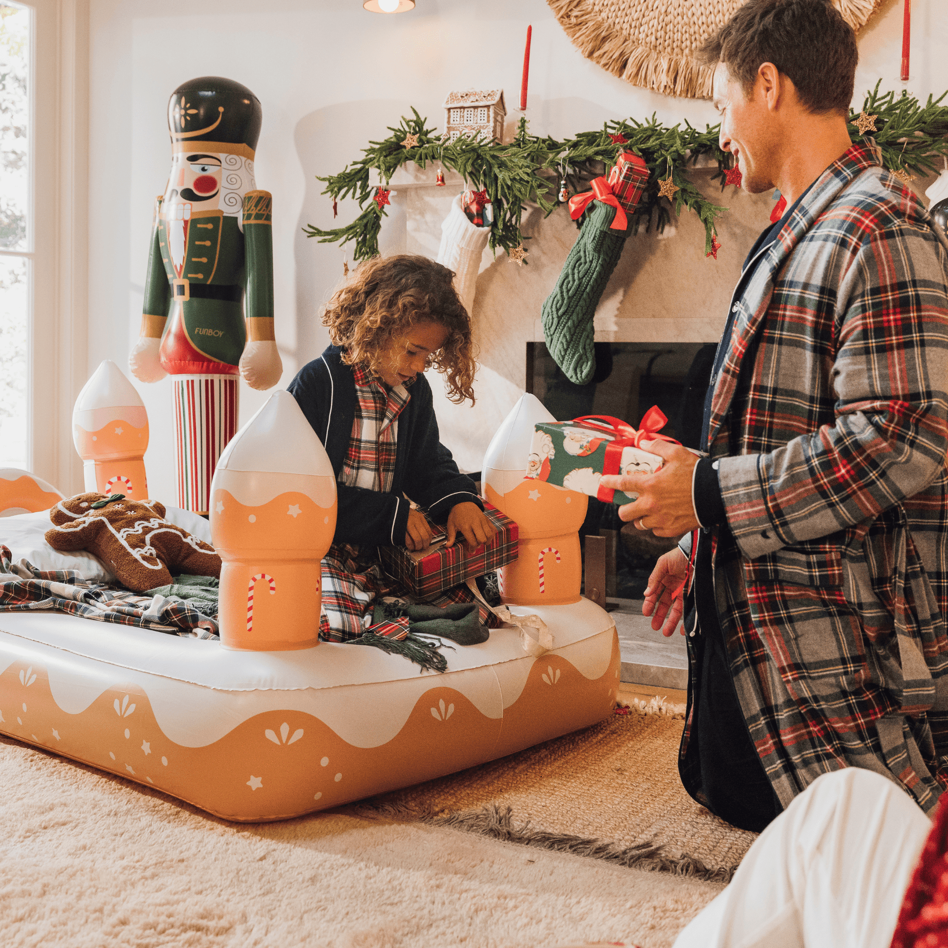 Kids Sleepover Bed - Christmas Gingerbread Air Mattress - FUNBOY