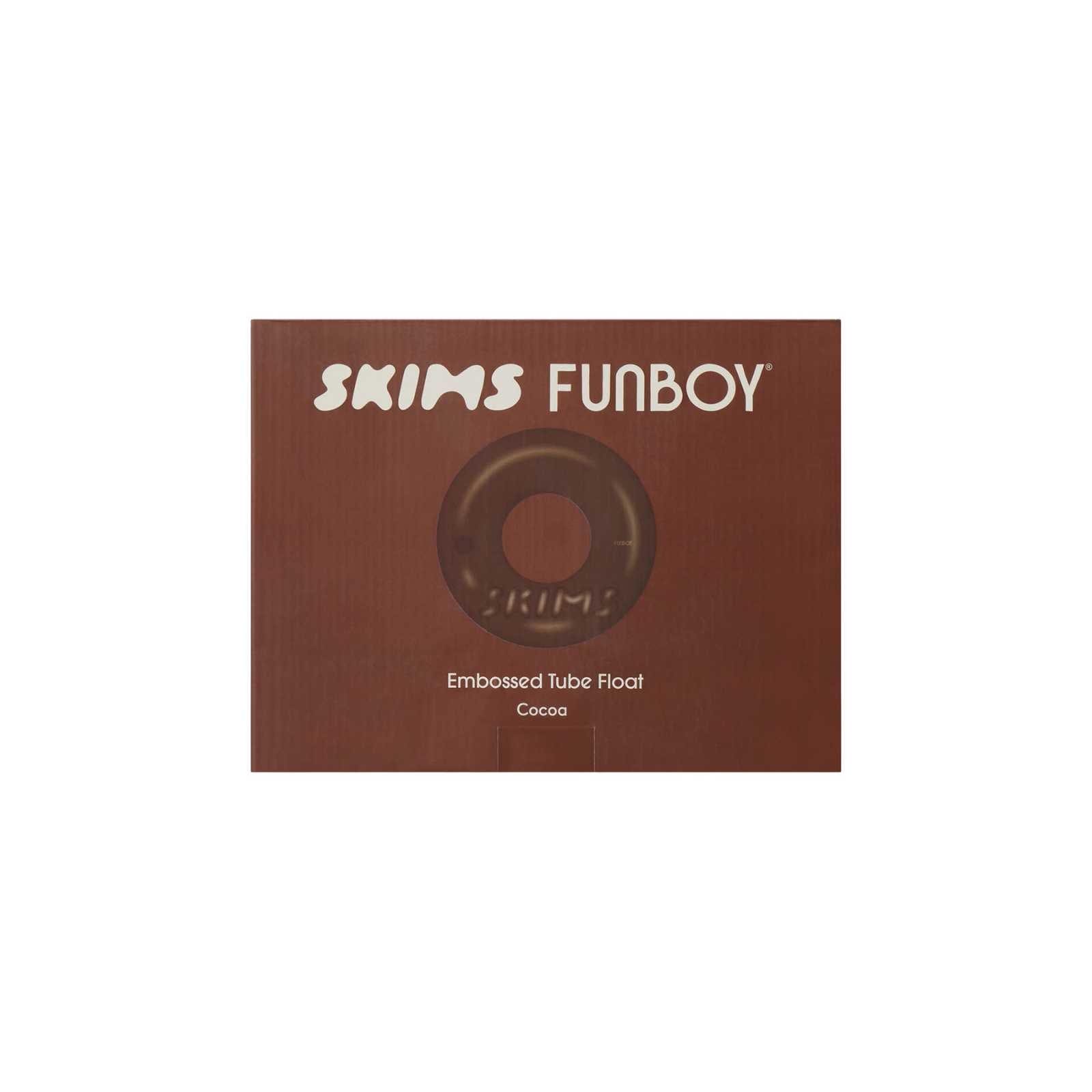 SKIMS x FUNBOY Cocoa Embossed Tube Float - 46" Inflated w/ cup holder - FUNBOY