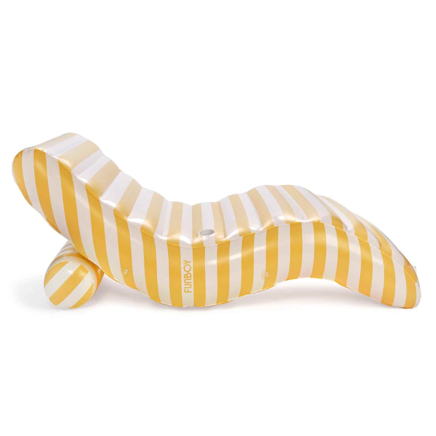Yellow Striped Chaise Lounger Pool Float - FUNBOY