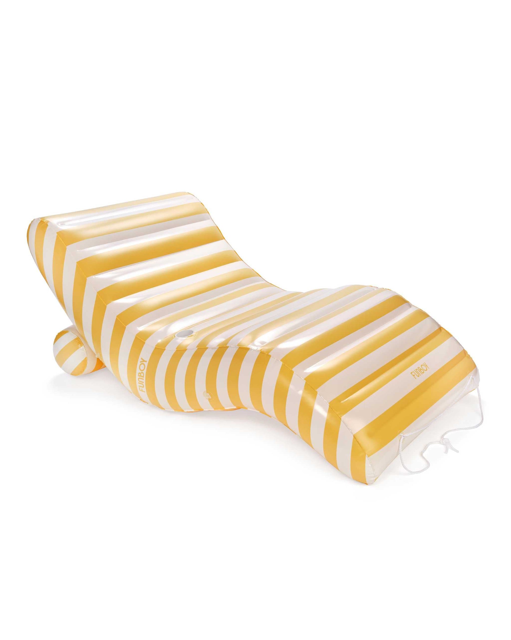 Yellow Striped Chaise Lounger Pool Float - FUNBOY