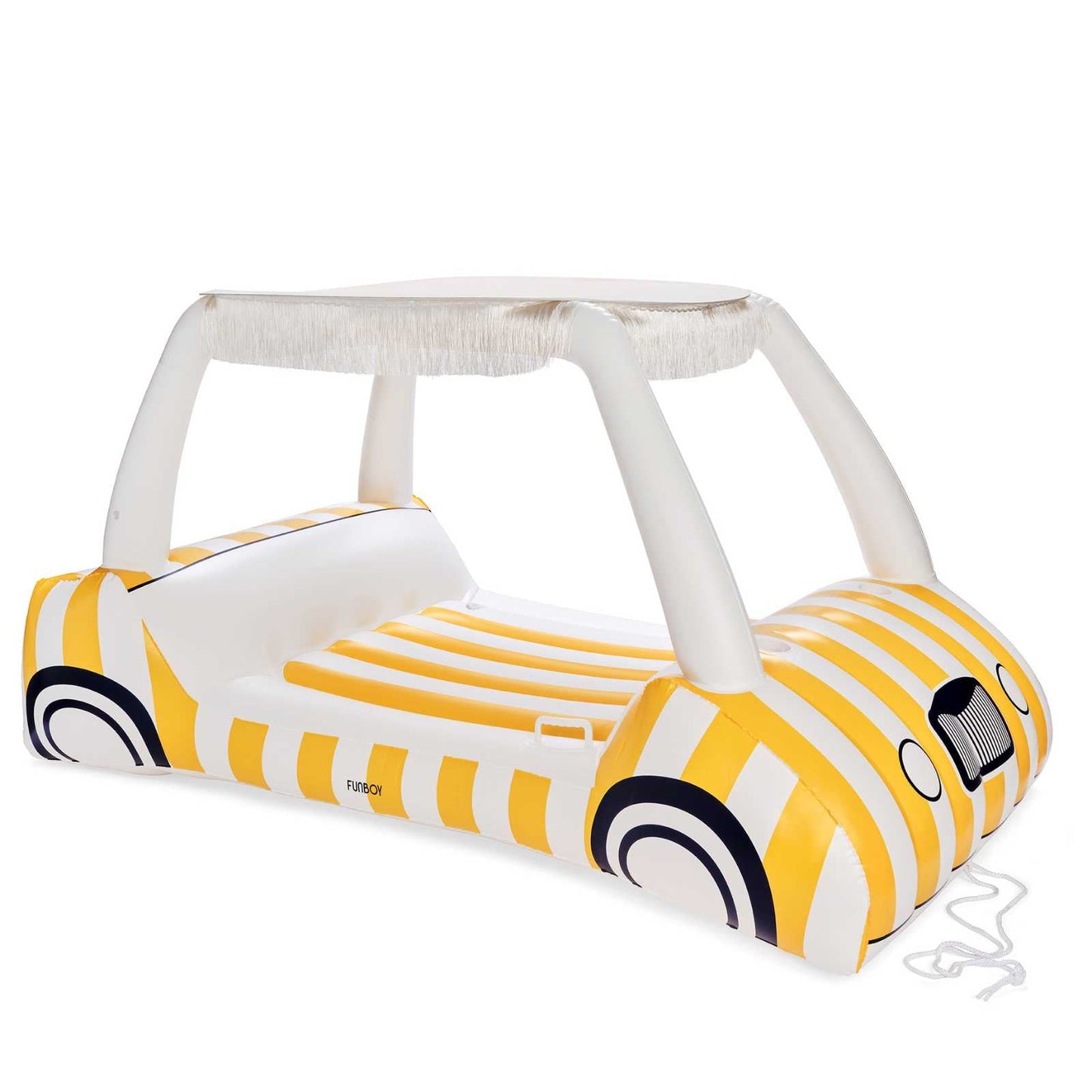Yellow & White Cabana Golf Cart Pool Float, Removable Shade - FUNBOY