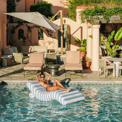 Blue Striped Chaise Lounger Pool Float - FUNBOY